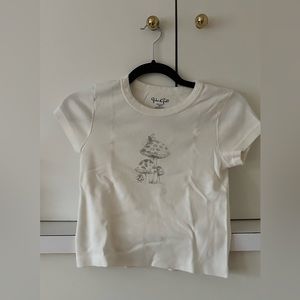 Brandy Melville- Mushroom Print Cropped Tee